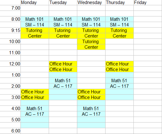 my schedule timetable